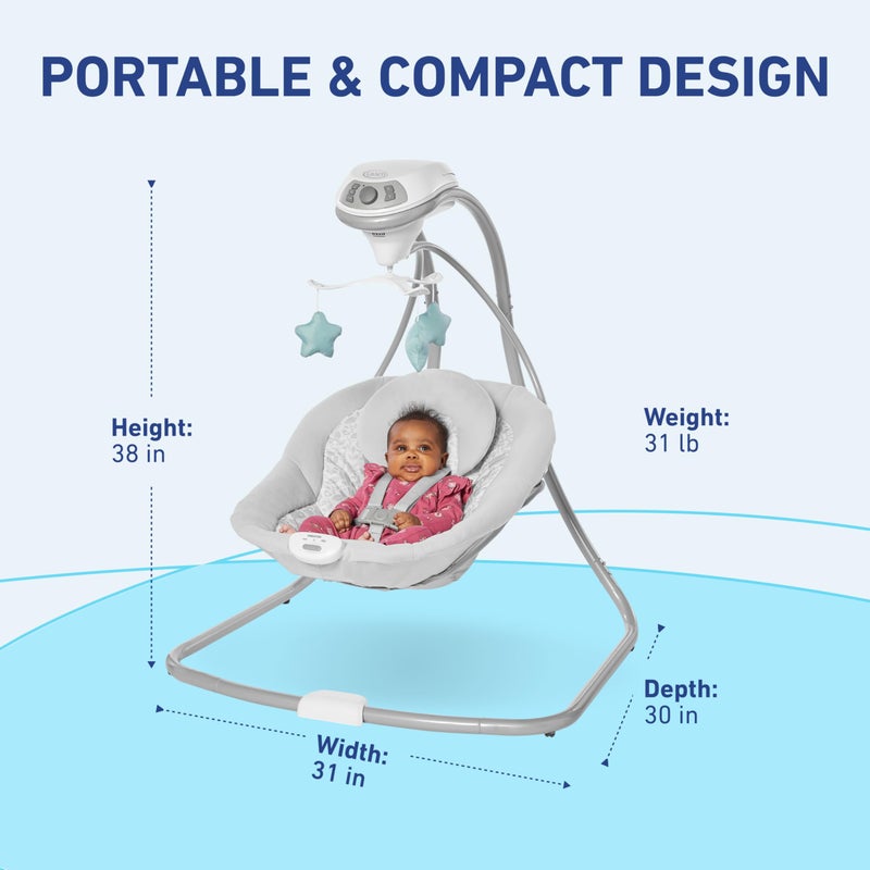 Graco Simple Sway Baby Swing, Sideâ€‘toâ€‘Side Sway, Infant Swing with 6 Speeds, Vibration, Abbington - Image 3