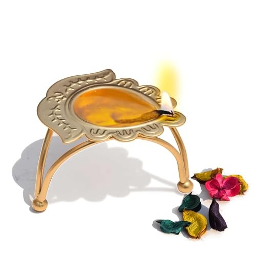Pure Source India Metal Diya Stand with Three Leg Design for Home Decor, Festival, Special Occasions, Perfect for Weddings, Parties (3 inch) (Gold) - Image 5