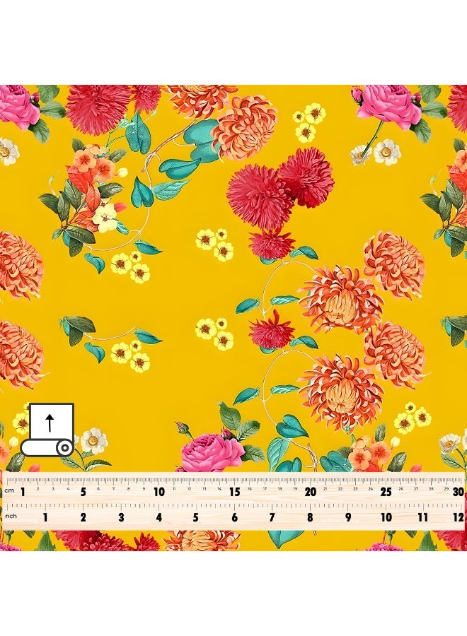 فيلاتو Ù‚Ù…Ø§Ø´ Ø­Ø±ÙŠØ± Ø§Ù„Ù„ÙŠÙ„ Ø¹Ø±Ø§Ù…Ù†ÙŠ Ø¨Ø§Ù„ÙŠØ§Ø±Ø¯Ø© Ø¨ØªØµÙ…ÙŠÙ… Ø²Ù‡ÙˆØ± ØµÙ�Ø±Ø§Ø¡ Ù„Ø¬Ù„Ø§Ø¨ÙŠØ© Ù…Ø®ÙˆÙŠØ±ØŒ Ø¹Ø±Ø¶ 58 Ø¨ÙˆØµØ© - Image 4