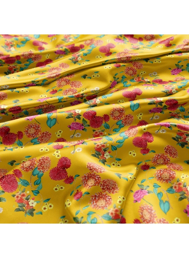 فيلاتو Ù‚Ù…Ø§Ø´ Ø­Ø±ÙŠØ± Ø§Ù„Ù„ÙŠÙ„ Ø¹Ø±Ø§Ù…Ù†ÙŠ Ø¨Ø§Ù„ÙŠØ§Ø±Ø¯Ø© Ø¨ØªØµÙ…ÙŠÙ… Ø²Ù‡ÙˆØ± ØµÙ�Ø±Ø§Ø¡ Ù„Ø¬Ù„Ø§Ø¨ÙŠØ© Ù…Ø®ÙˆÙŠØ±ØŒ Ø¹Ø±Ø¶ 58 Ø¨ÙˆØµØ© - Image 3