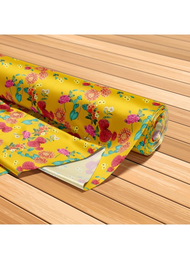 فيلاتو Ù‚Ù…Ø§Ø´ Ø­Ø±ÙŠØ± Ø§Ù„Ù„ÙŠÙ„ Ø¹Ø±Ø§Ù…Ù†ÙŠ Ø¨Ø§Ù„ÙŠØ§Ø±Ø¯Ø© Ø¨ØªØµÙ…ÙŠÙ… Ø²Ù‡ÙˆØ± ØµÙ�Ø±Ø§Ø¡ Ù„Ø¬Ù„Ø§Ø¨ÙŠØ© Ù…Ø®ÙˆÙŠØ±ØŒ Ø¹Ø±Ø¶ 58 Ø¨ÙˆØµØ© - Image 5