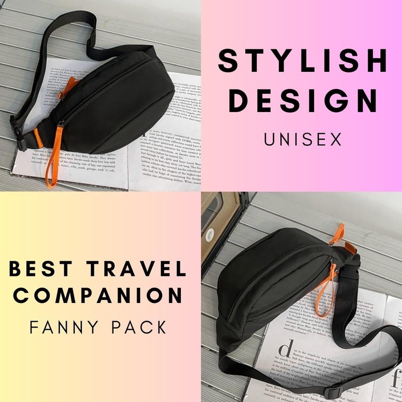 Tressential Waist Bag for Men Women | Cross Body Fanny Pack for Hiking, Travel, Camping, Outdoor Sports, Cycling | Money Belt with Adjustable Strap (Black) - Image 3