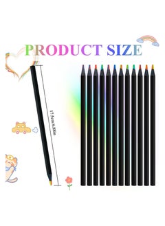 RATSAW 12Pcs 7 In 1 Black Wooden Rainbow Pencils Set Sketch Pre Sharpened Multicolored Pencils For Kids Multicolored Pencils For Art Drawing For Students With Classroom School  - Image 2