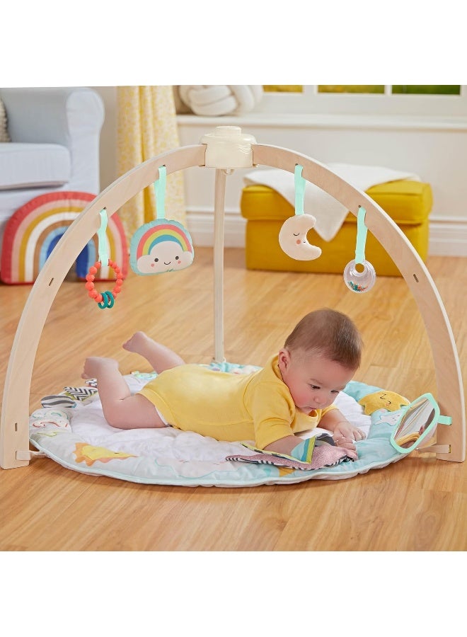 B. toys â€“ Wooden Baby Gym & Soft Play Mat with 5 Hanging Sensory Toys for Newborns â€“ Sunrise to Sunset Design â€“ Tummy Time & Motor Skills â€“ for Babies 0+ Months - Image 3