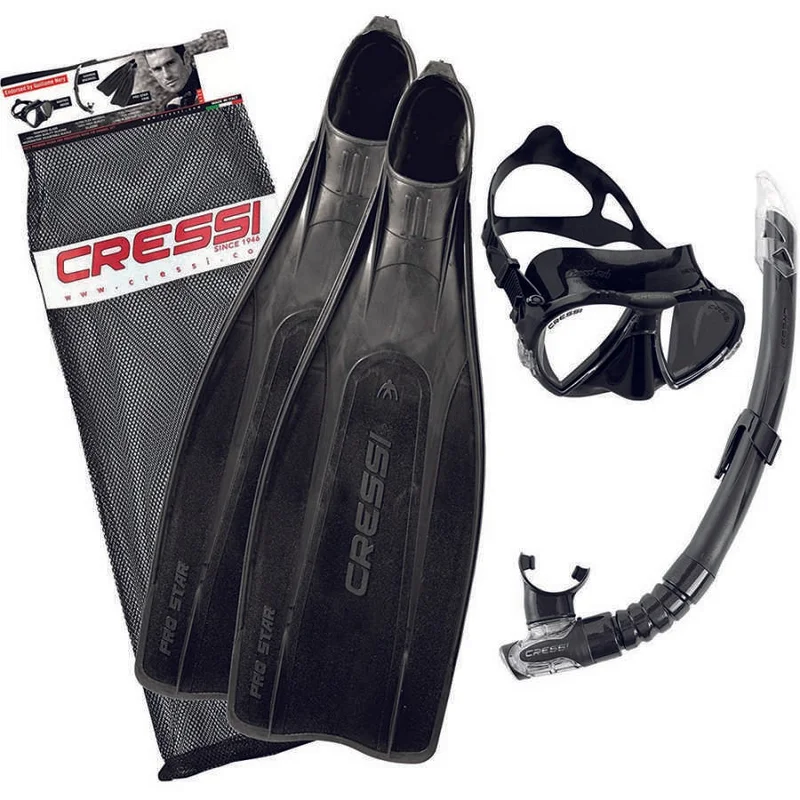 Cressi Pro Star Pallet Mask Snorkel Set Black-No:39-40