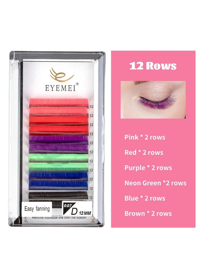 EYEMEI - Colored Lash Extensions Easy Fan Volume Lashes 0.07 D 14Mm Curl Pink White Red Purple Blue Green Dark Brown Mixed Individual Lash Extensions Self Fanning Volume Lash (0.07D 14Mm) - Image 1
