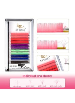 EYEMEI Colored Lash Extensions Easy Fan Volume Lashes 0.07 D 14Mm Curl Pink White Red Purple Blue Green Dark Brown Mixed Individual Lash Extensions Self Fanning Volume Lash (0.07D 14Mm)  - Image 5