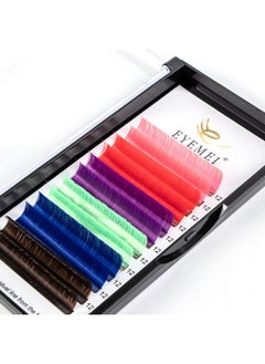 EYEMEI Colored Lash Extensions Easy Fan Volume Lashes 0.07 D 14Mm Curl Pink White Red Purple Blue Green Dark Brown Mixed Individual Lash Extensions Self Fanning Volume Lash (0.07D 14Mm)  - Image 1