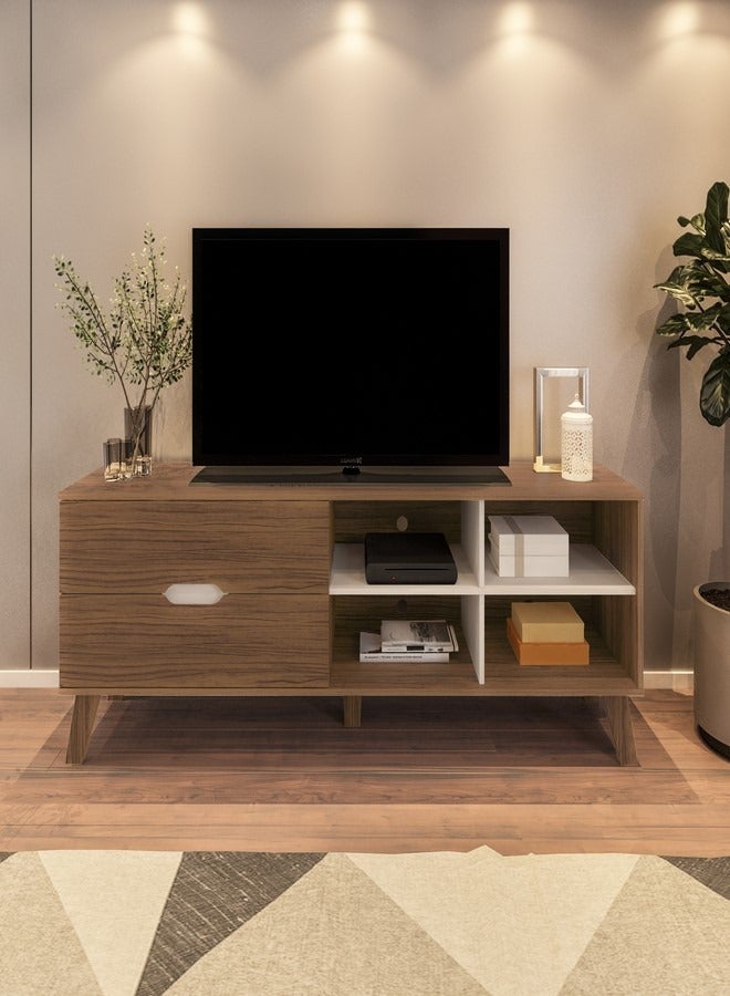 Pilati 75" TV Rack w/ Storage. 180x63.50x40 cm. Cedar/White Color - Image 1