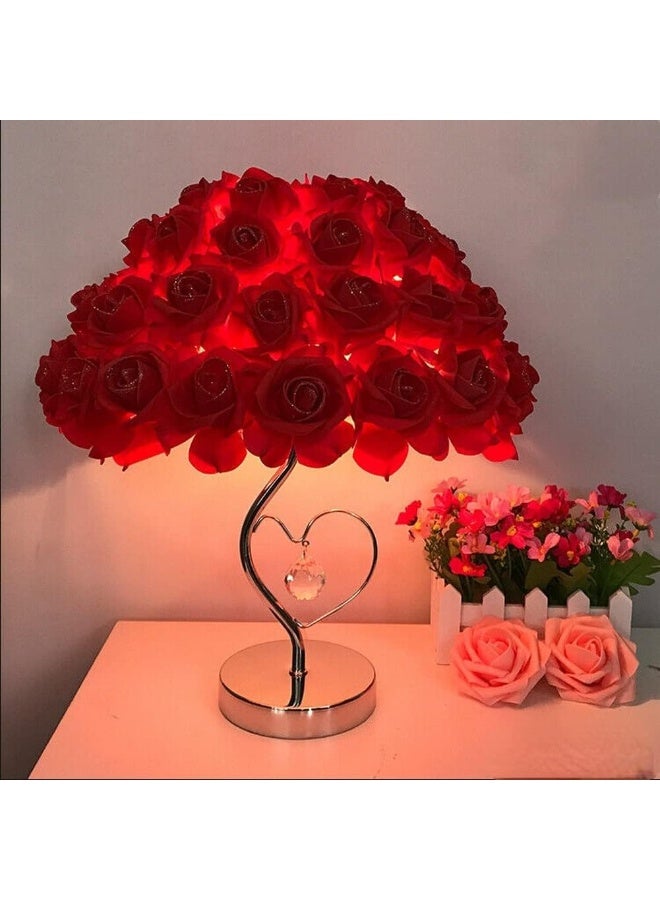 FEND Modern Colorful Rose LED Table Lamp Loving Heart Desk Light Bedroom Lighting Decor Red - Image 2
