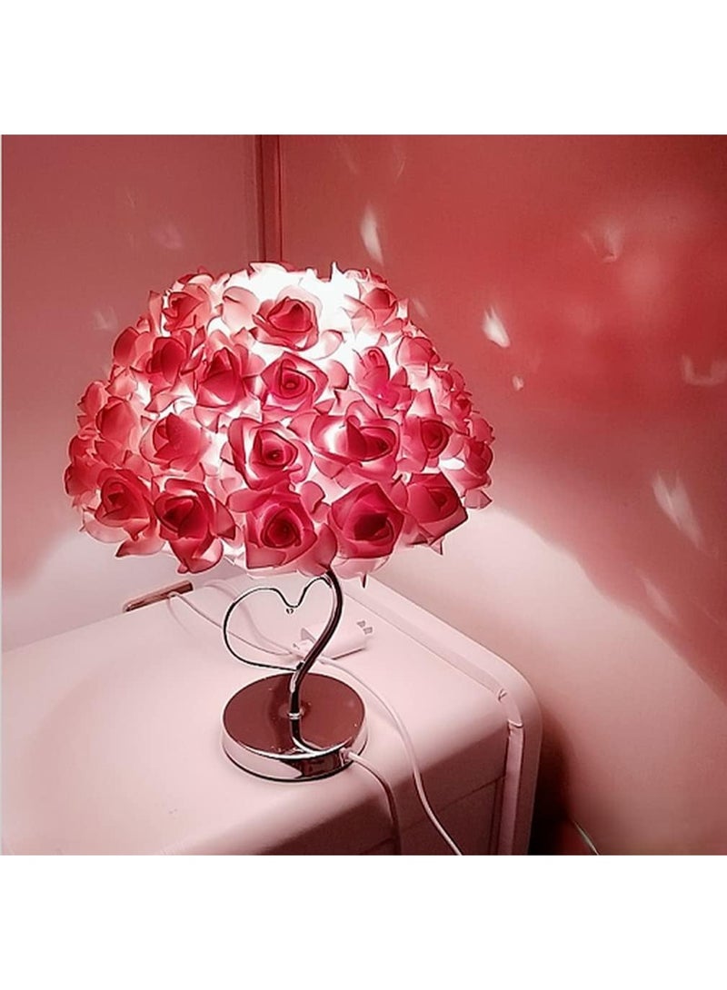 FEND Modern Colorful Rose LED Table Lamp Loving Heart Desk Light Bedroom Lighting Decor Red - Image 3