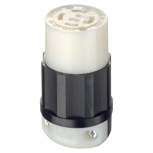 Leviton 30 Amp, 250 Volt 3-phase, NEMA L15-30R, 3P, 4W, Locking Connector, Industrial Grade, Grounding, 2723, Black-White - Image 1