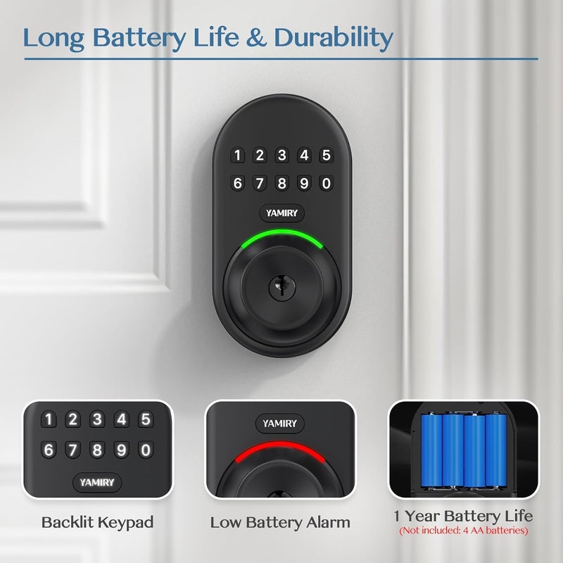 Yamiry Keypad Smart Door Knob Lock, Keyless Entry Digital Lock with Handle, Electronic Code Knob for Front Door, Easy Installation - Image 5