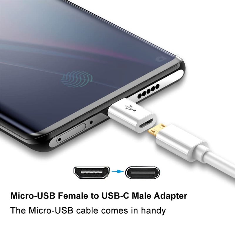 Mepsies Adapter Micro USB to USB C (4 Pack), Micro-USB Female to USB-C Male OTG Adapter Compatible with Samsung Galaxy, LG, Huawei, Type-C Phones, Tablets and More (2 Black and 2 White) - Image 2