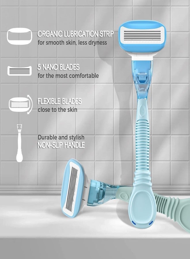 HEYAXA Razors for Women with 4 Razor Refills and 1 Non-Slip Handle, Womens Razors for Shaving with Organic Lubricating Strip, Disposable Razor with 5 Blades - Image 3