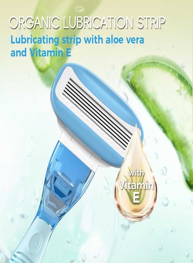 HEYAXA Razors for Women with 4 Razor Refills and 1 Non-Slip Handle, Womens Razors for Shaving with Organic Lubricating Strip, Disposable Razor with 5 Blades - Image 2