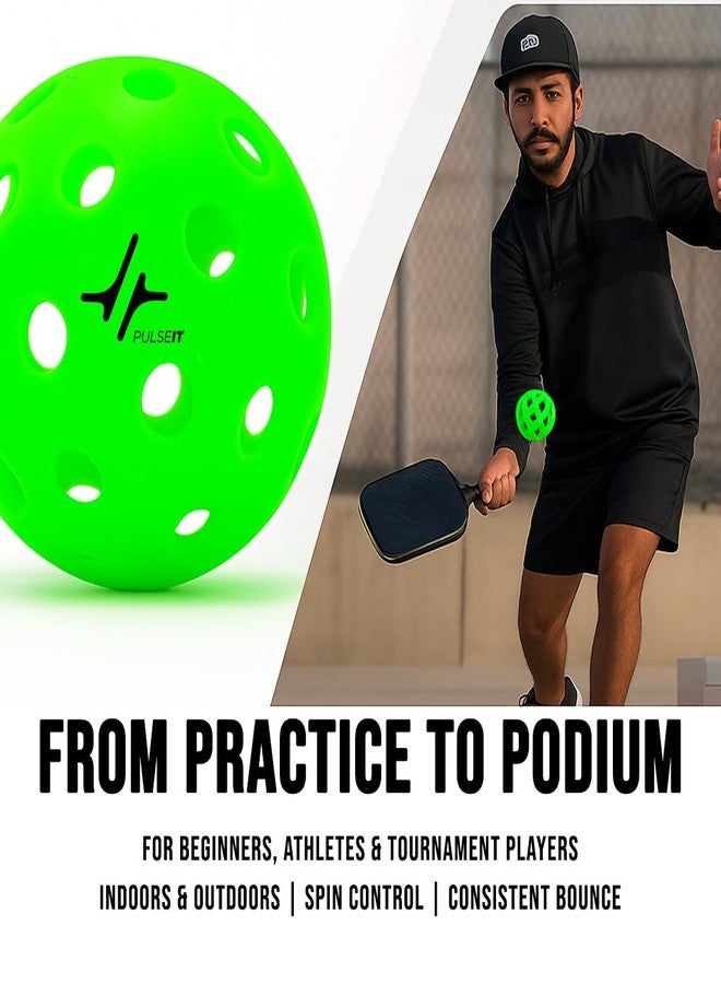 PulseITRally Outdoor Pickleball Balls Set of 6 | 40 Precision Holes, Stable True Flight & Consistent Bounce | Durable High Visibility Pickle Balls for Training, Practice & Competition | Green - Image 3