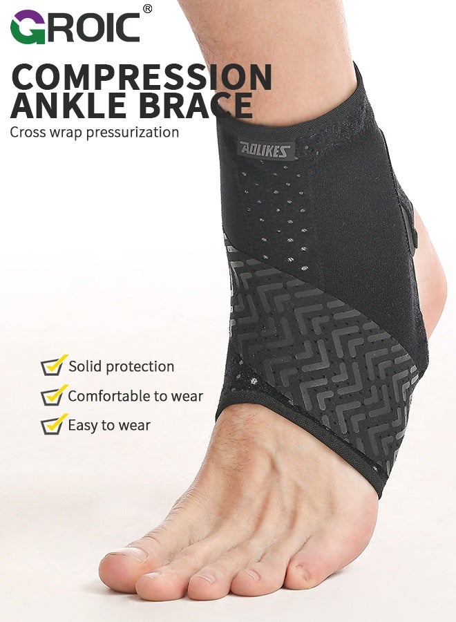 GROIC Ankle Brace for Men & Women, Breathable Ankle Compression, Foot Sleeve Ankle Support, Ankle Support Brace Adjustable Compression Wrap Ankle Protector for Pain & Compression  (Left) - Image 2