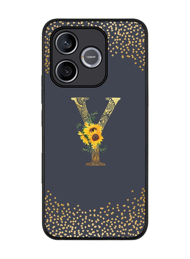 Stylizedd For Honor 600 Lite / 500 Smart / Honor X80i Case,Slim fit Camera Protection, Shockproof Thin Phone cover  - Custom Floral Monogram - Y  (Grey ) - Image 1
