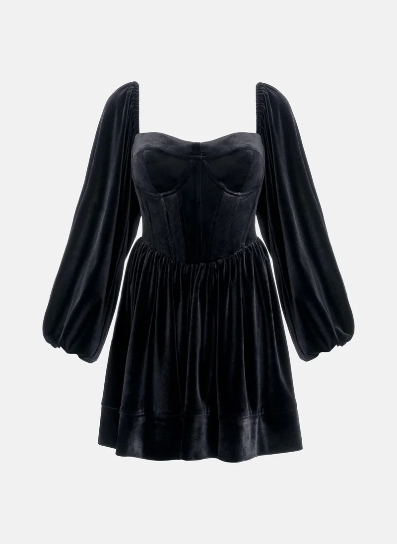 Lichi Corset-inspired velvet mini dress