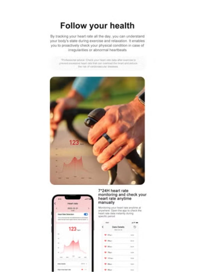 GULFLINK Smart Fitness Ring With Heart Rate, Oxygen, Sleep and Sports Tracking, IP68 Waterproof, Magnetic Charging, Size 11(Rose Gold). - Image 4