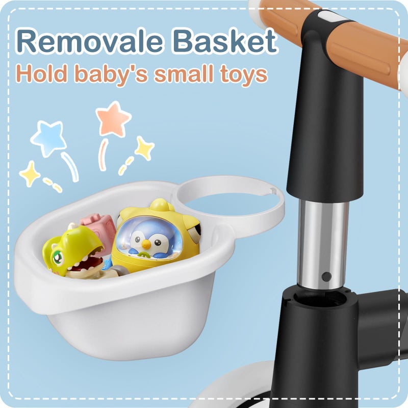 Umatoll Colorful Lighting Baby Balance Bike Toys for 1 Year Old Boys Gifts, Adjustable Seat Baby Walker, One Year Old Boy Birthday Gifts, 12-24 Months Toddler First Ride on Toys with Removable Basket - Image 3