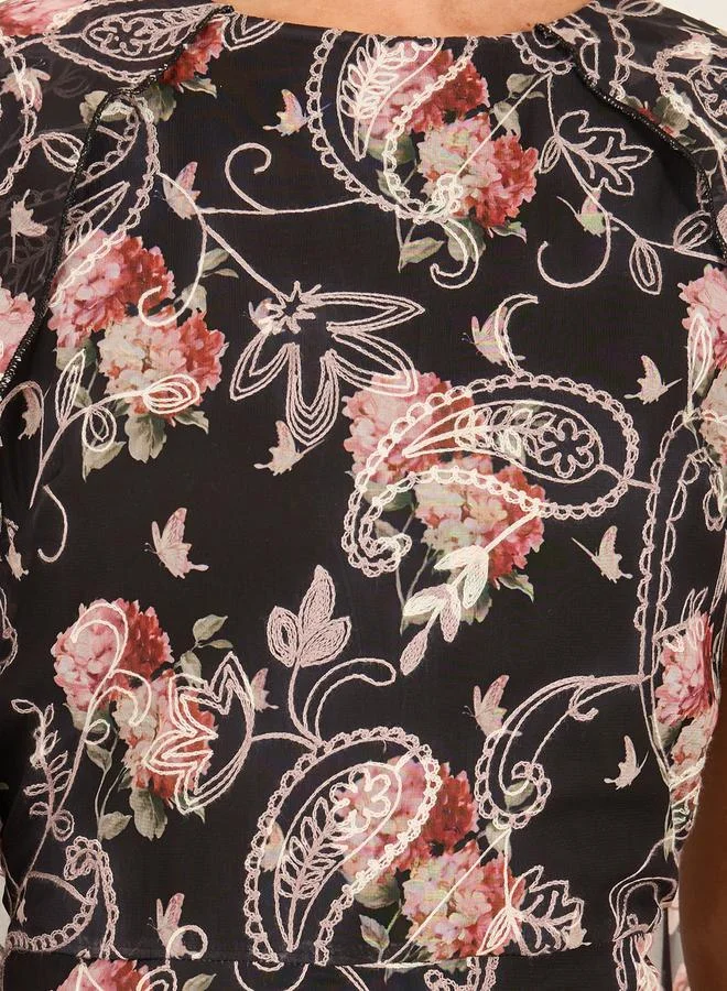 Styli Floral Chiffon Dress