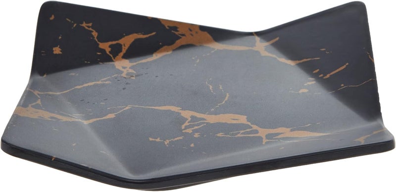 Servewell Melamine 6.5" Square Plate with Gold Crack Design - Image 2