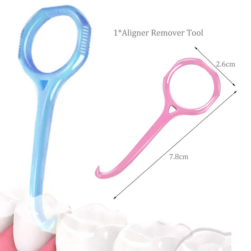 HRASY Oral Care Disassembly Kit/7pcs Including 1 Retainer Case With Mirror and Vent Holes | 1 Aligner Remover Tool | 4 Elastic Rubber Bands Placers | 1 Cleaning Brush (Pink) - Image 3