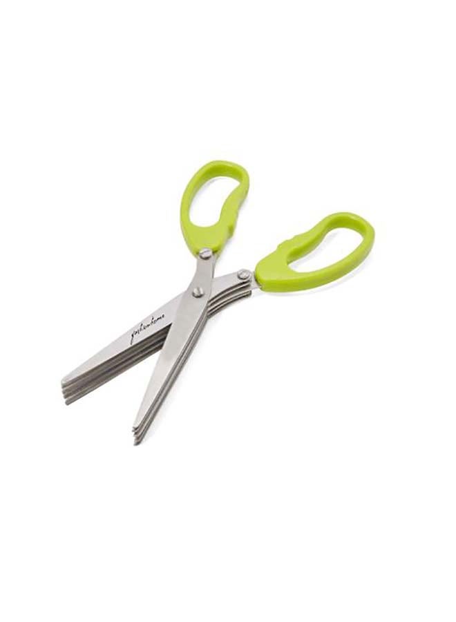 Kitchen Multi Functional Vegetables Herb Scissor With 10 Blades Comb Light Green 19cm - Image 1