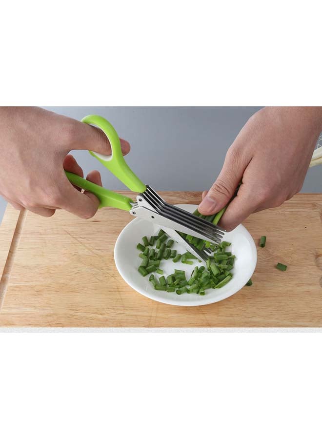 Kitchen Multi Functional Vegetables Herb Scissor With 10 Blades Comb Light Green 19cm - Image 4