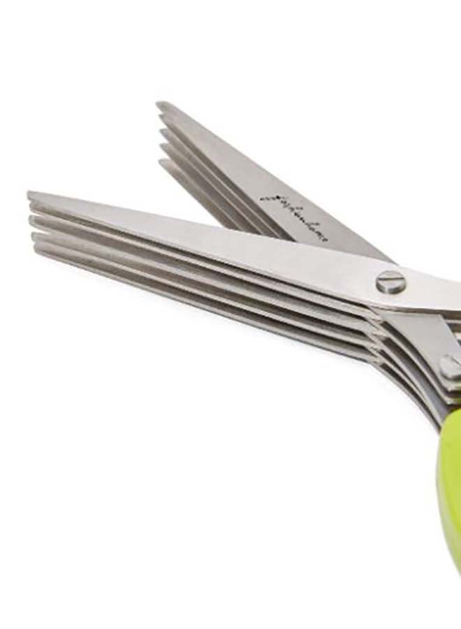 Kitchen Multi Functional Vegetables Herb Scissor With 10 Blades Comb Light Green 19cm - Image 3