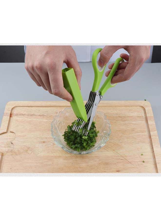 Kitchen Multi Functional Vegetables Herb Scissor With 10 Blades Comb Light Green 19cm - Image 5