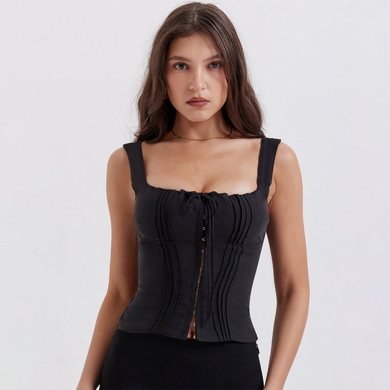 New Style Printed Camisole Women'S Pure Desire Backless Short Navel-Baring Girl Tops Women'S Summer Clothing - Image 1