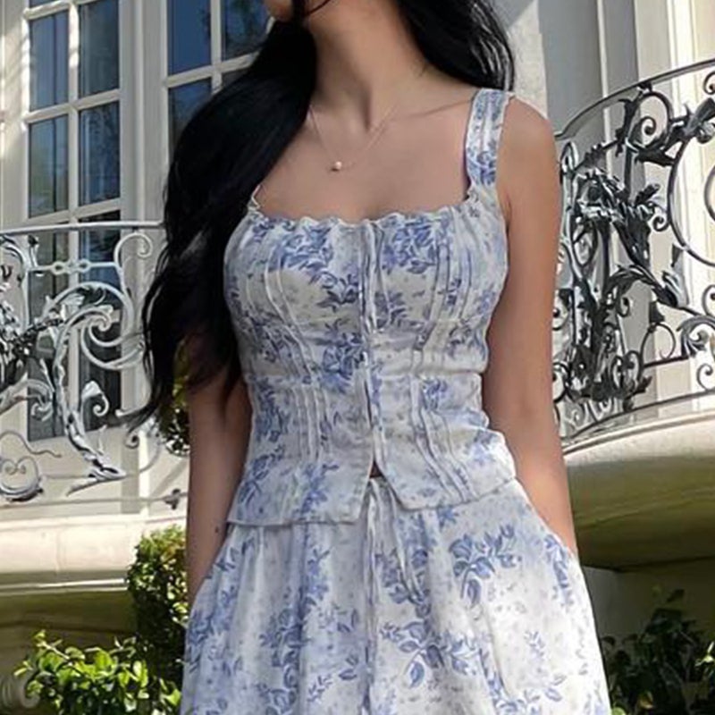 New Style Printed Camisole Women'S Pure Desire Backless Short Navel-Baring Girl Tops Women'S Summer Clothing - Image 2