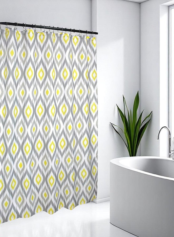 Abby Modern Grey Yellow Geometric Shower Curtain for Bathroom (Grey) - Image 1