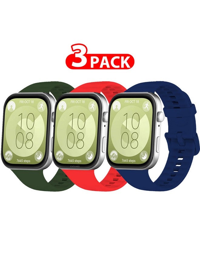 CATANES [for Huawei Watch Fit 3] 3 Pack Watch Band Soft Silicone Strap for Men Women Stylish Waterproof Watch Band - Image 1