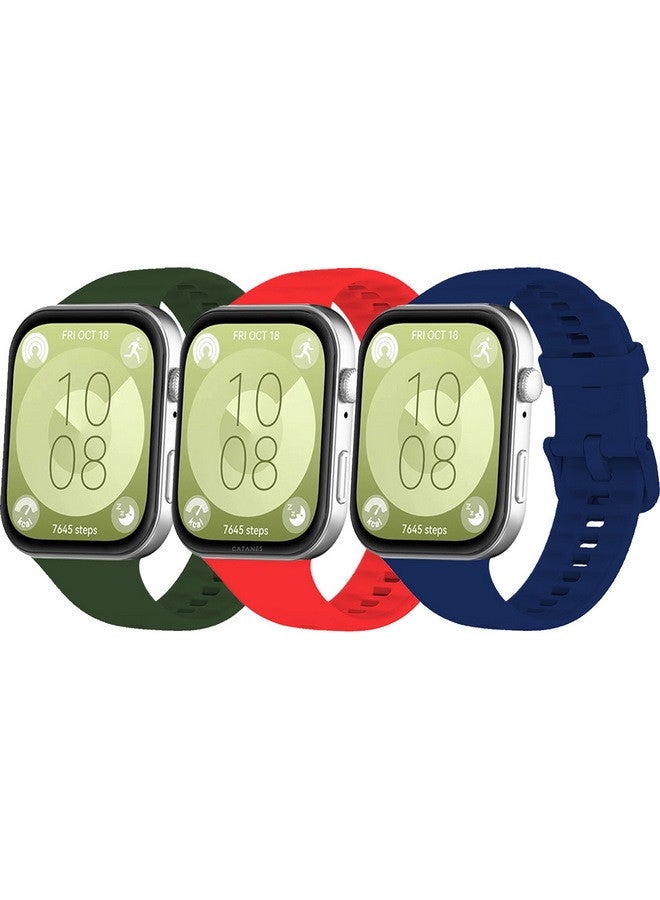 CATANES [for Huawei Watch Fit 3] 3 Pack Watch Band Soft Silicone Strap for Men Women Stylish Waterproof Watch Band - Image 2