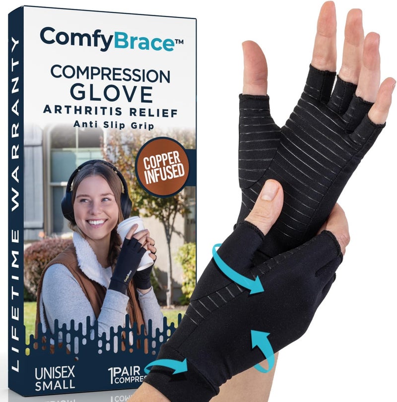 ComfyBrace Copper Infused Compression Gloves for Arthritis Relief - Image 1