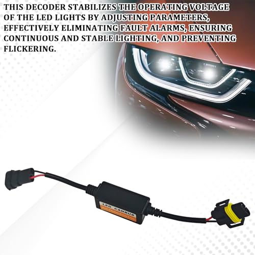 Eponcia Car LED CAN Bus Decoder, H11 Load Resistor Turn Signal Harness Adapter, Anti-Flicker Error Decoder Resistor Universal for LED Headlight Tail Light Conversion Kit (H8/H9/H11, 2PCS) - Image 3
