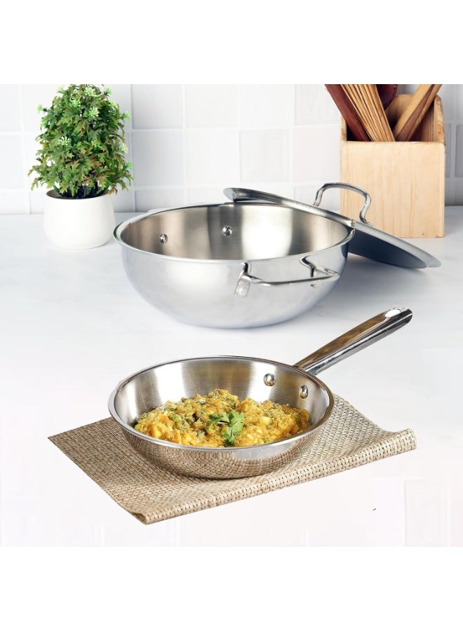 Kraft Futuretec Triply Stainless Steel 2-Piece Cookware Combo Set with Lid and Frypan - Silver - Image 2