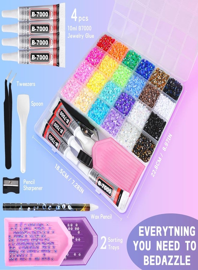 BestNow 30000Pcs Resin Jelly Rhinestones for Bedazzling, 24 Colors 3mm Flatback Rhinestones with 4Pcs 10ml B7000 Jewelry Glue & Tools, Bedazzling Kit for Nail Art Crafting Book Makeup - Image 2