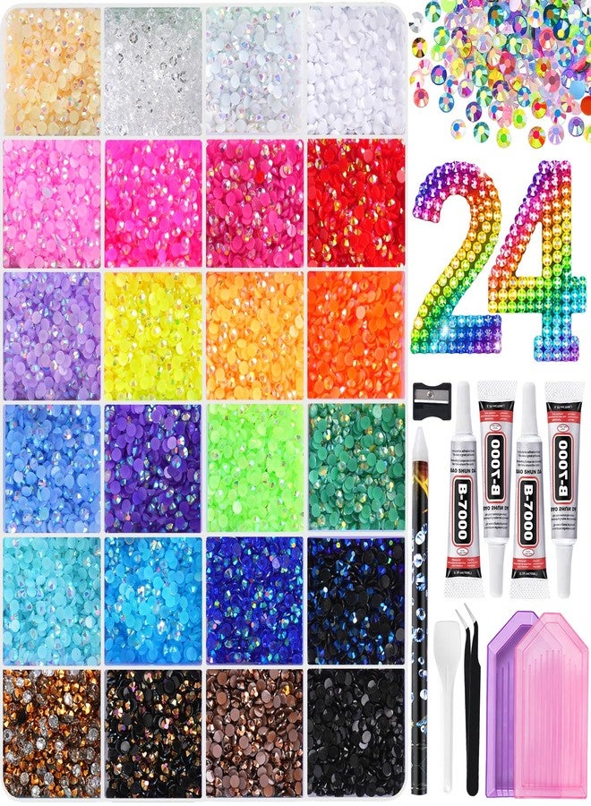 BestNow 30000Pcs Resin Jelly Rhinestones for Bedazzling, 24 Colors 3mm Flatback Rhinestones with 4Pcs 10ml B7000 Jewelry Glue & Tools, Bedazzling Kit for Nail Art Crafting Book Makeup - Image 1