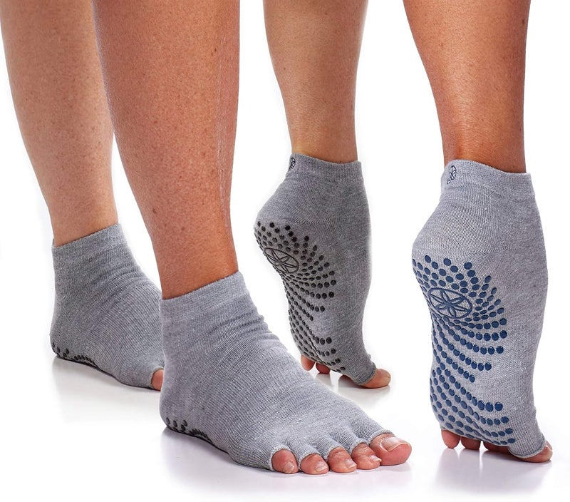 Gaiam Toeless Grippy Yoga Socks - Indigo/Black 2-Pack - Image 1
