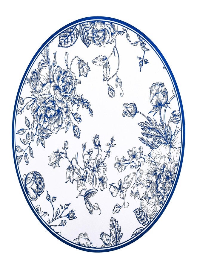 Elyxio 50Pcs Blue Floral Paper Placemats Chinoiserie Round Disposable Place Mats Blue Flower Banquet 13 Inch Paper Cutouts for Hanukkah Table Setting Wedding Birthday Party Supplies - Image 1
