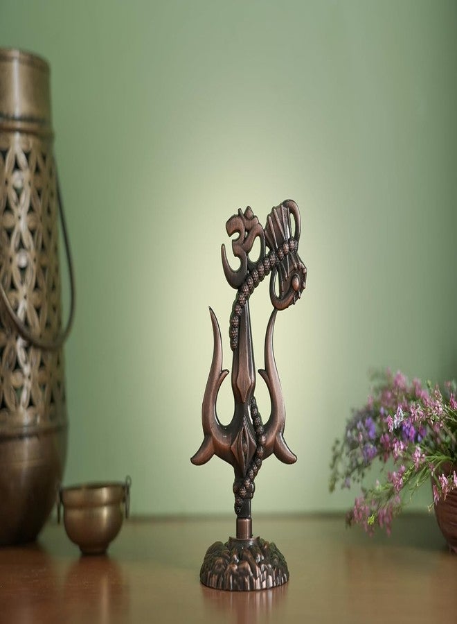 Ality Metal Shiv Trishul with Om and Damru, Lord Shiva Symbol, Gold, Religious Theme, Decorative Idol for Home Temple and Office, 13x11x19 cm (1, Copper, 3 Inch) - Image 2