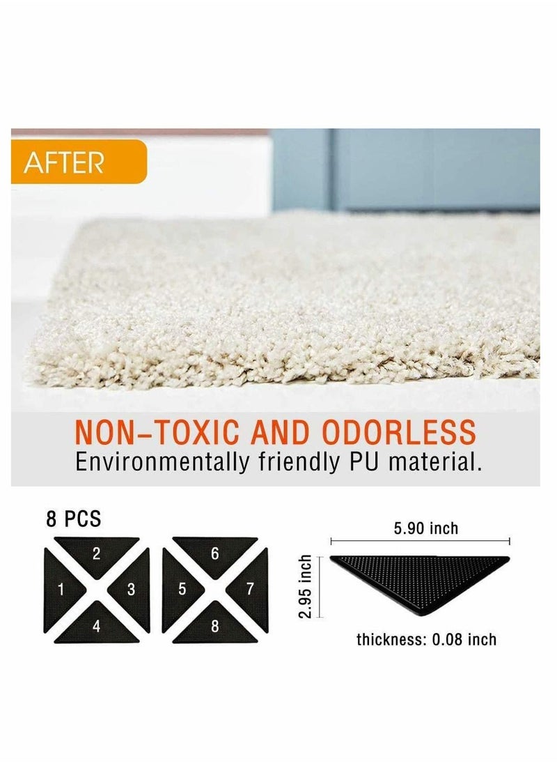 Y&D - Non Slip Rug Grip 8 Pack Carpet Grippers For Carpeted, Floor Mats, Fixed Non-Slip Stickers, Effectively Prevent Slipping Super Glue Double sided Anti Car Mat - Image 1
