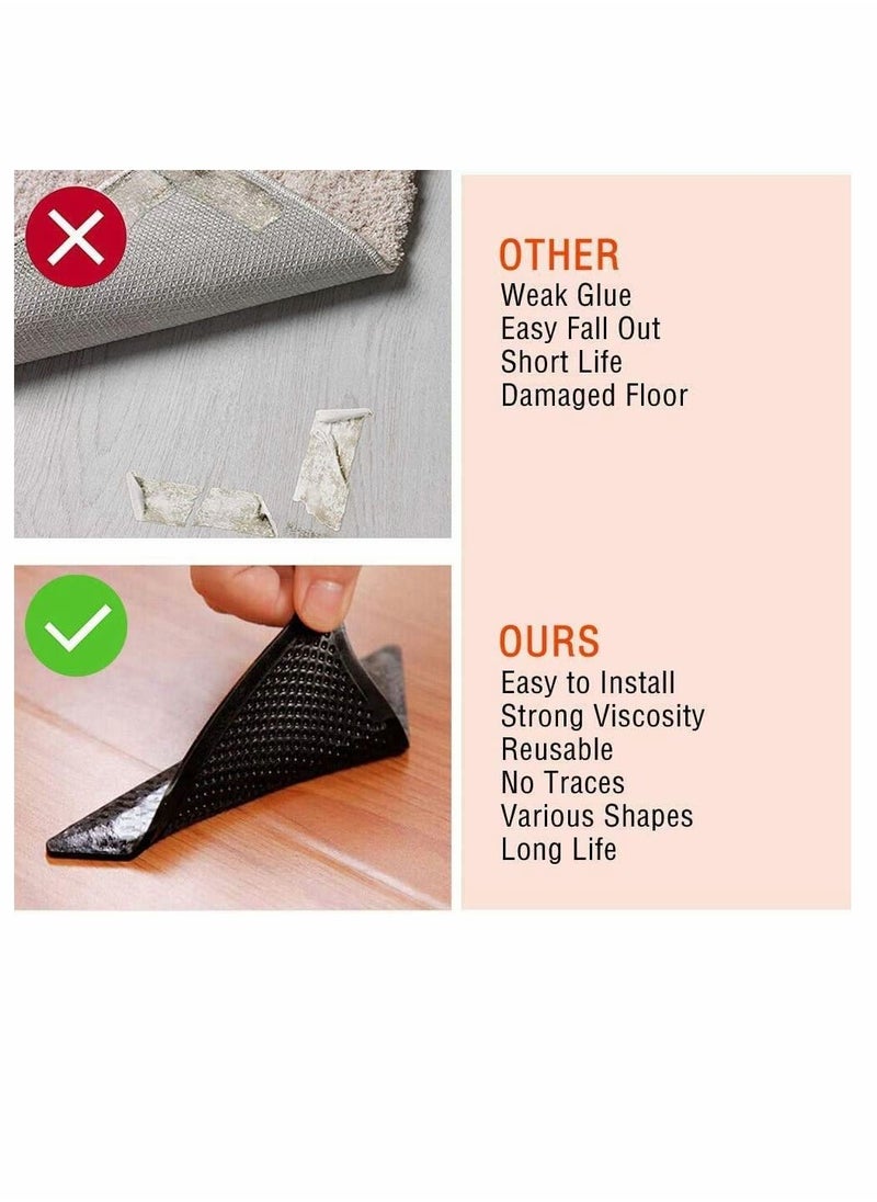 Y&D - Non Slip Rug Grip 8 Pack Carpet Grippers For Carpeted, Floor Mats, Fixed Non-Slip Stickers, Effectively Prevent Slipping Super Glue Double sided Anti Car Mat - Image 1