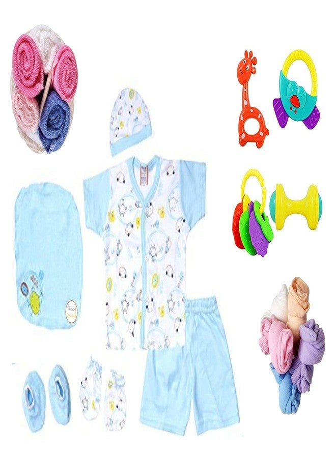 Unique Ideas New Born Baby Set for 0-6 Month Baby (Clothes, Feeding, Bag and Toys) (Multicolor, 21 Pieces Pack) - Image 1