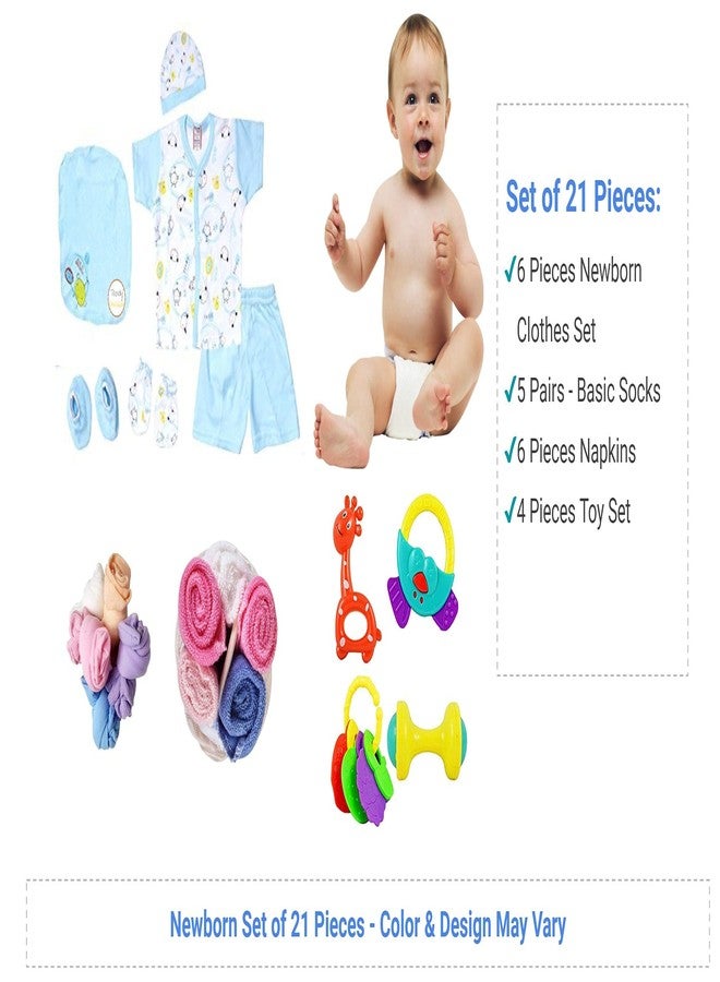 Unique Ideas New Born Baby Set for 0-6 Month Baby (Clothes, Feeding, Bag and Toys) (Multicolor, 21 Pieces Pack) - Image 2